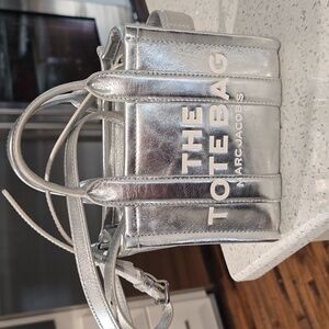 Marc Jacobs The Tote Metallic Silver